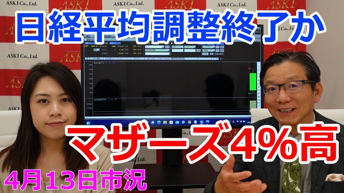 日経平均調整終了か　マザーズ4％高　（市況放送【毎日配信】）
